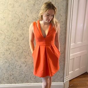 BCBG orange dress with pockets